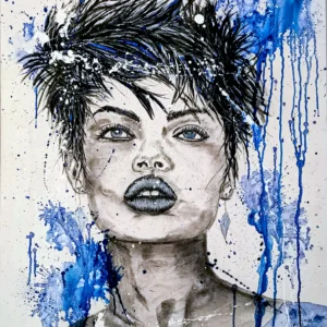 Tania de Patrick Salamone, portrait fusain et acrylique.