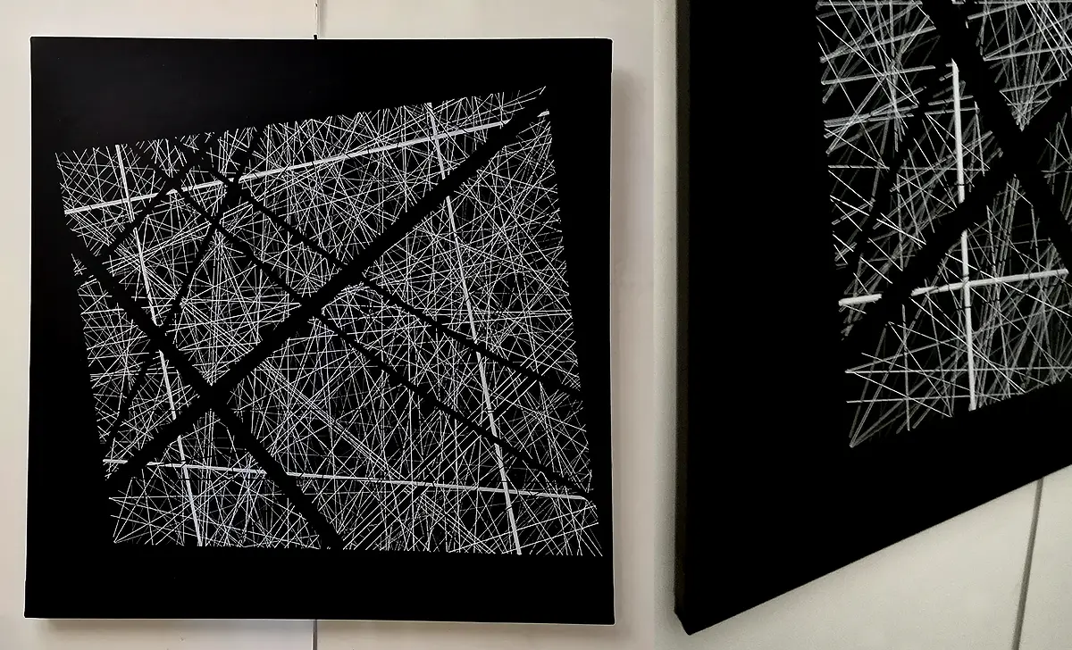 Détails de la toile "Connexions Urbains" de Patrick Salamone.